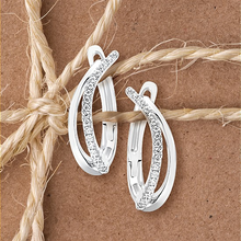 Load image into Gallery viewer, Natural Diamond Unique White Gold Hoop Earrings
