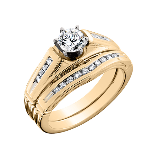 Channel Set Yellow Gold Wedding Set