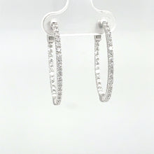 Load image into Gallery viewer, Inside and outside diamond hoop earrings
