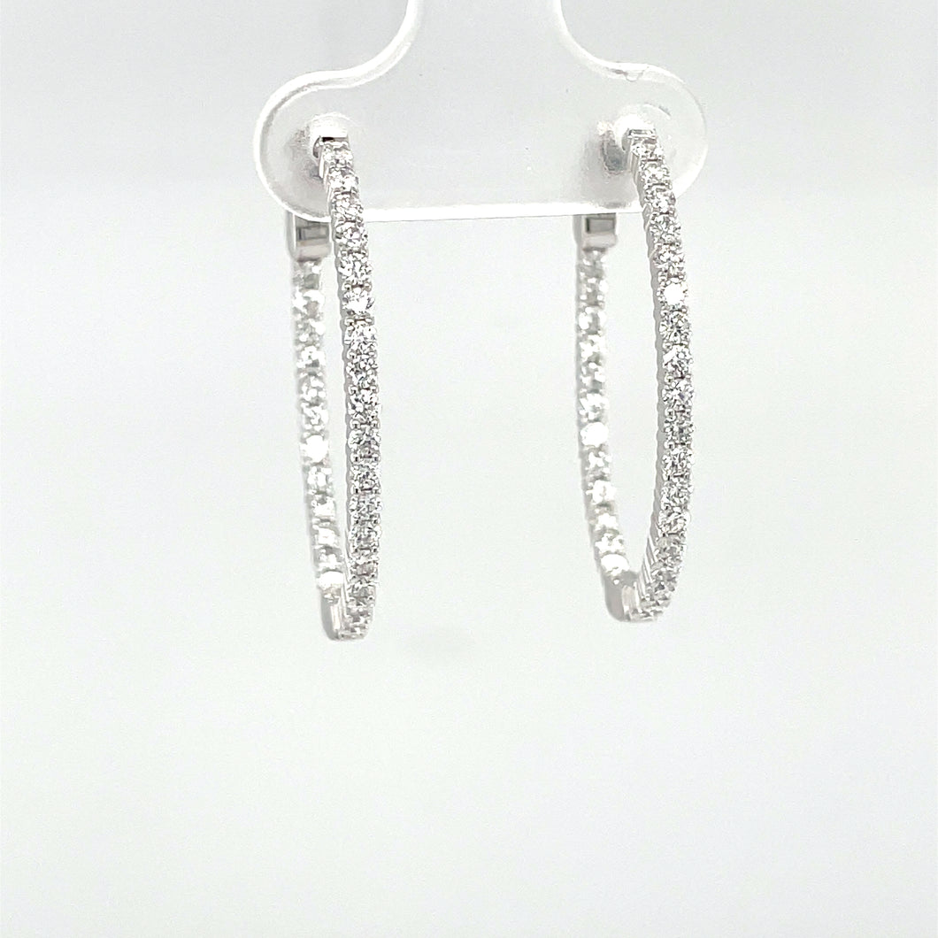 Inside and outside diamond hoop earrings