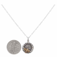 Load image into Gallery viewer, Sterling Silver 18 Inch Sunflower Necklace with Bronze Bee
