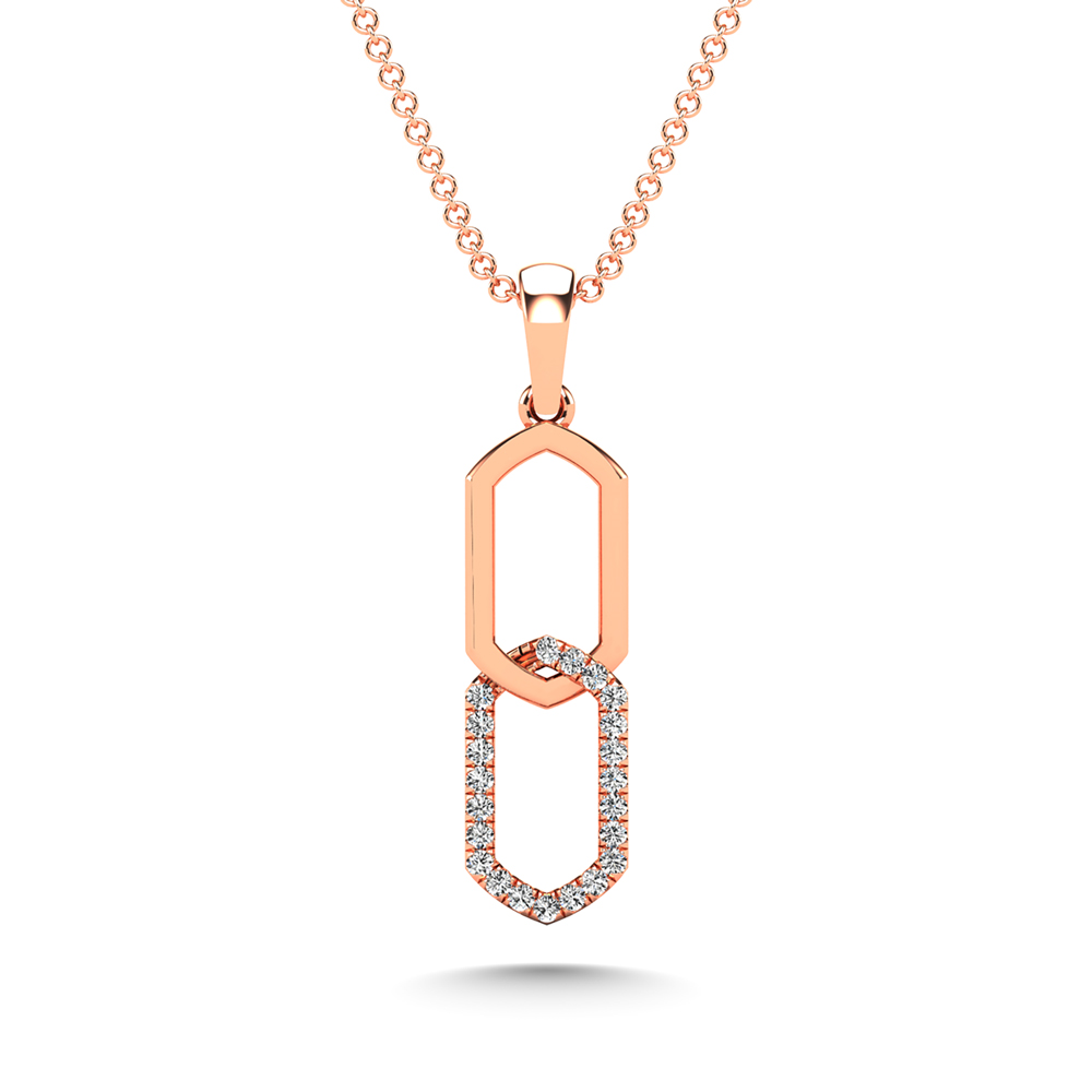 Rose Gold Geometric Shaped Pendant with Natural Diamonds