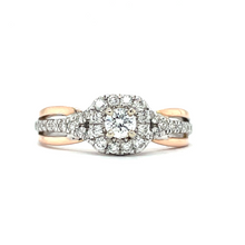 Load image into Gallery viewer, Rose and White Gold Halo Engagement Ring
