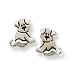 Sterling Silver Puppy Stud Earrings