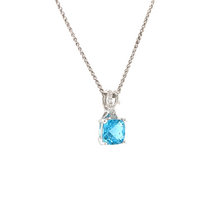 Load image into Gallery viewer, Cushion Cut Blue Topaz and Diamond Pendant
