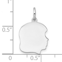 Load image into Gallery viewer, Sterl Silver Rh-plt Engraveable Girl Polished Front/Satin Back Disc Charm
