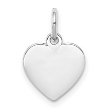 Load image into Gallery viewer, Sterling Silver Rhodium-plated Engraveable Heart Polished Disc Charm
