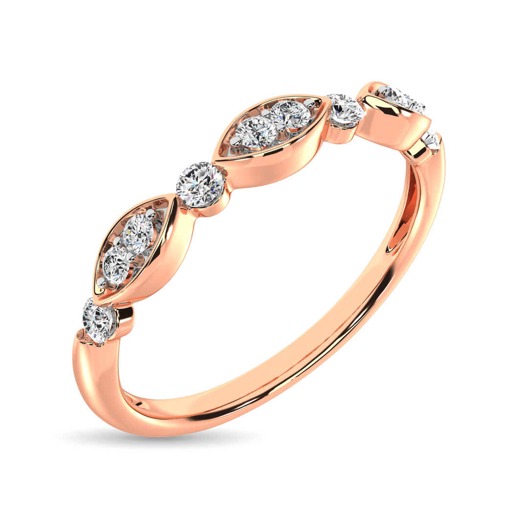 10k Rose Gold Stack band with marquise shape and round