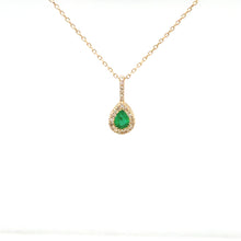 Load image into Gallery viewer, Pear Shaped Emerald Necklace with Diamond Accents
