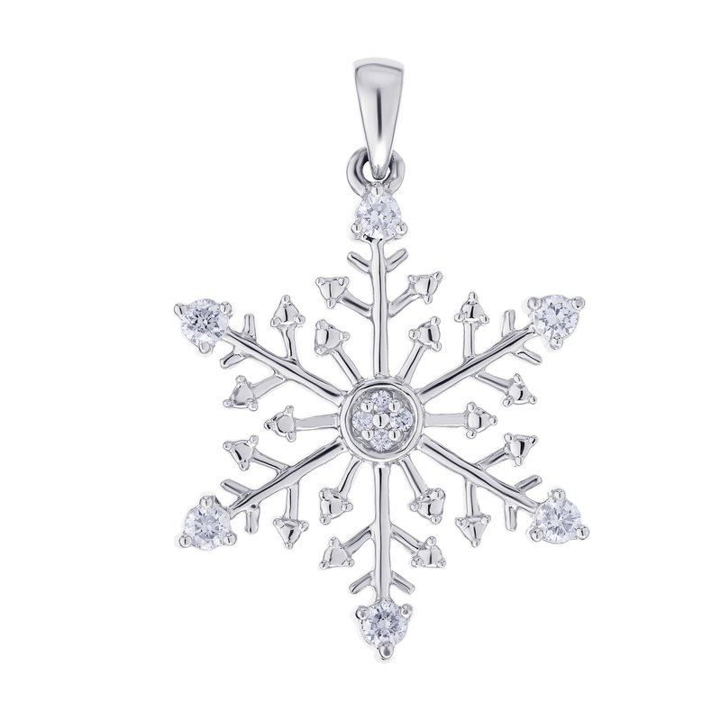 White Gold and Natural Diamond Snowflake Pendant