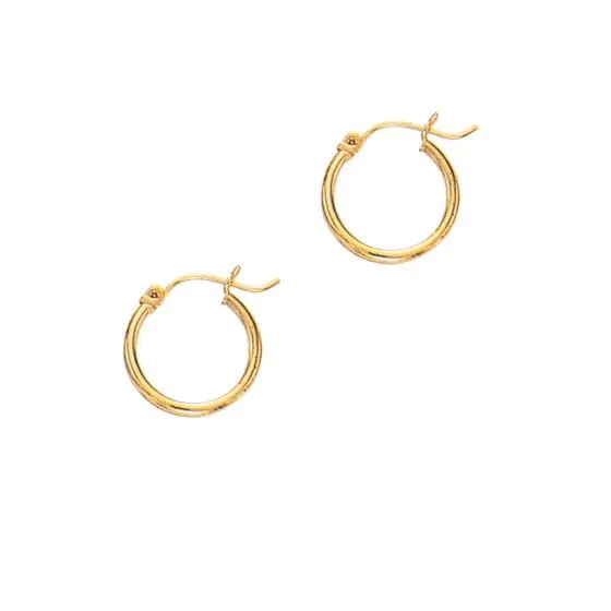 10k yellow gold tube hoop earrings