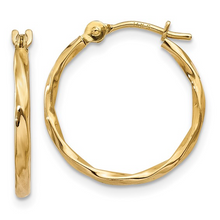 Load image into Gallery viewer, Yellow Gold Twist Wire Hoop Earrings
