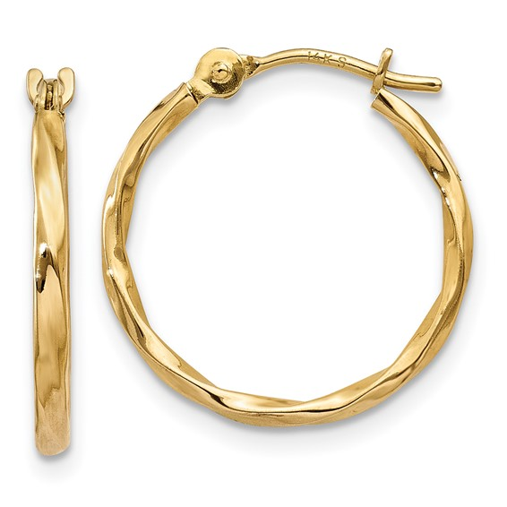 Yellow Gold Twist Wire Hoop Earrings