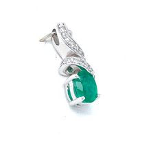 Load image into Gallery viewer, Diamond and Emerald Swirl Pendant
