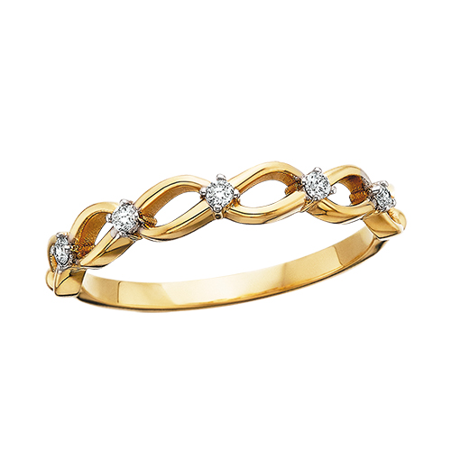 Yellow Gold and Diamond Twist Stackable Band