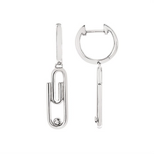 Load image into Gallery viewer, Paperclip Hoop Earrings with Diamond Accents
