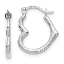 Load image into Gallery viewer, White Gold Heart Hoop Earrings
