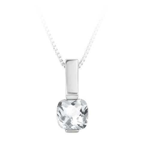 Cushion Cut Simulated April Birthstone Necklace