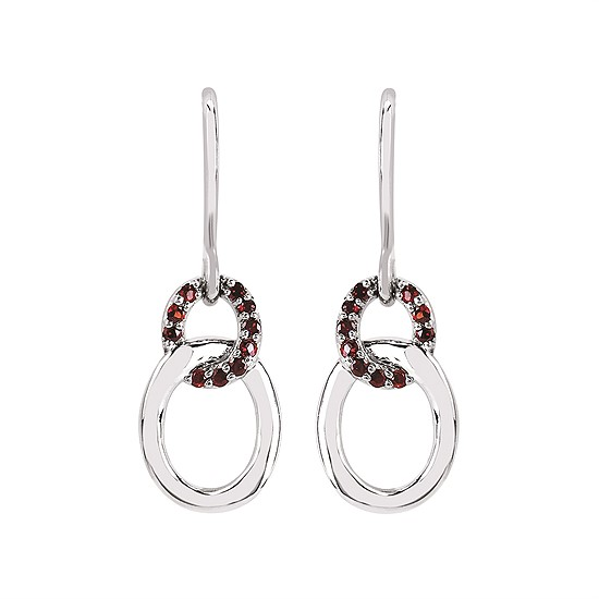 Sterling Silver and Garnet Dangle Earrings