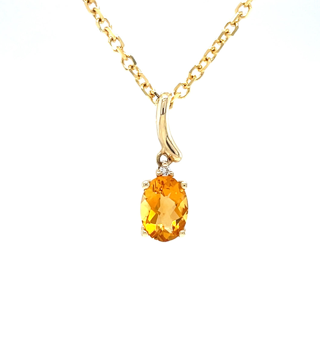 Citrine and Diamond Pendant