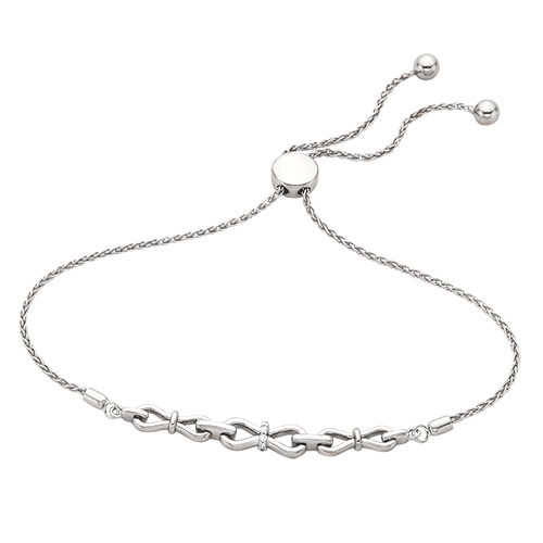 Silver Diamond Infinity Bolo Bracelet