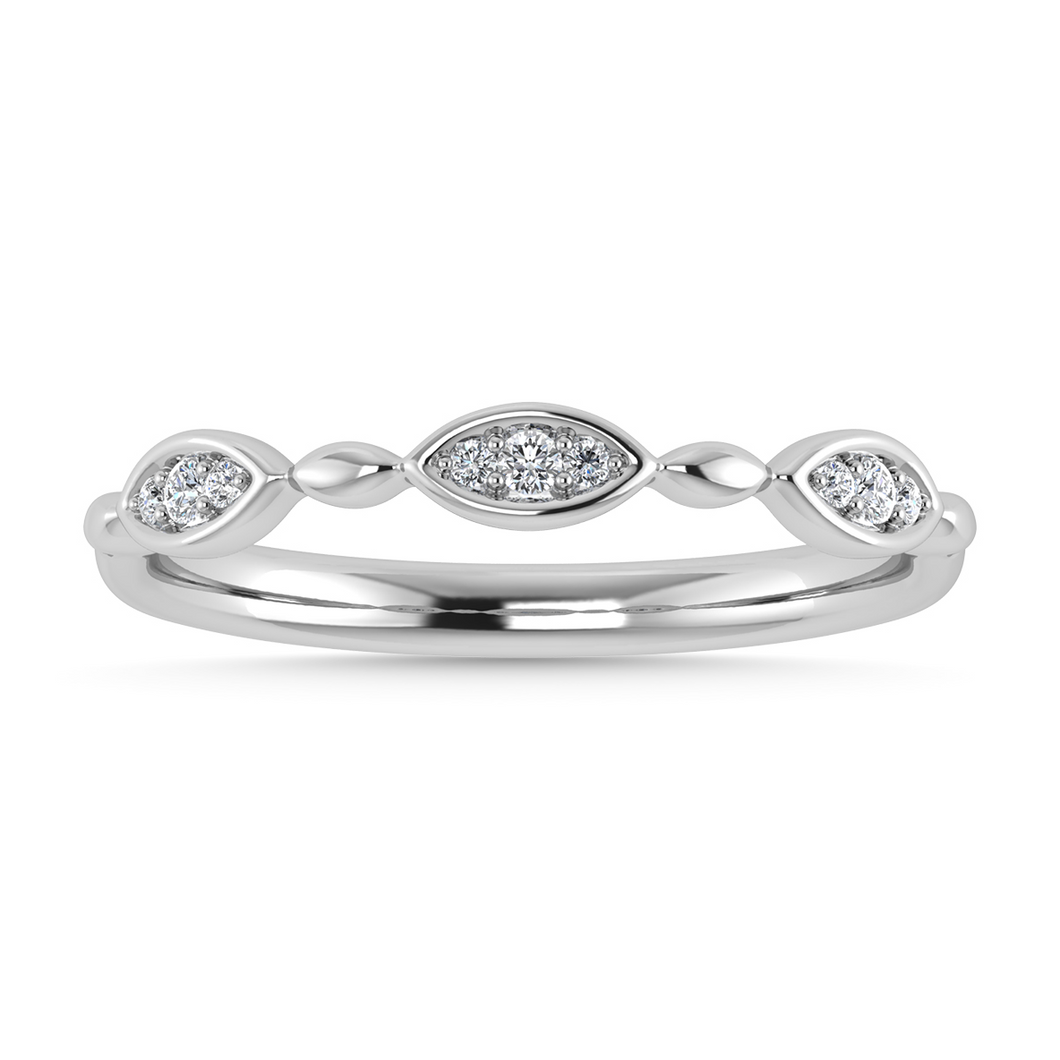 Marquise Shaped White Gold Ring with Round Diamonds