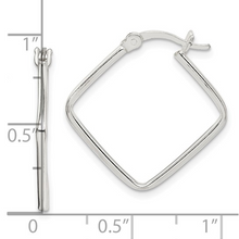 Load image into Gallery viewer, Sterling Silver Polished Square Hoop Earrings
