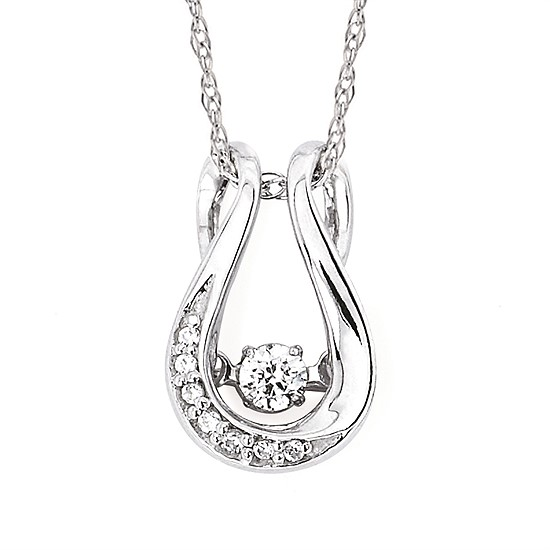 Shimmering Diamonds® Horseshoe Pendant In Sterling Silver With 1/10 Ctw. Diamonds