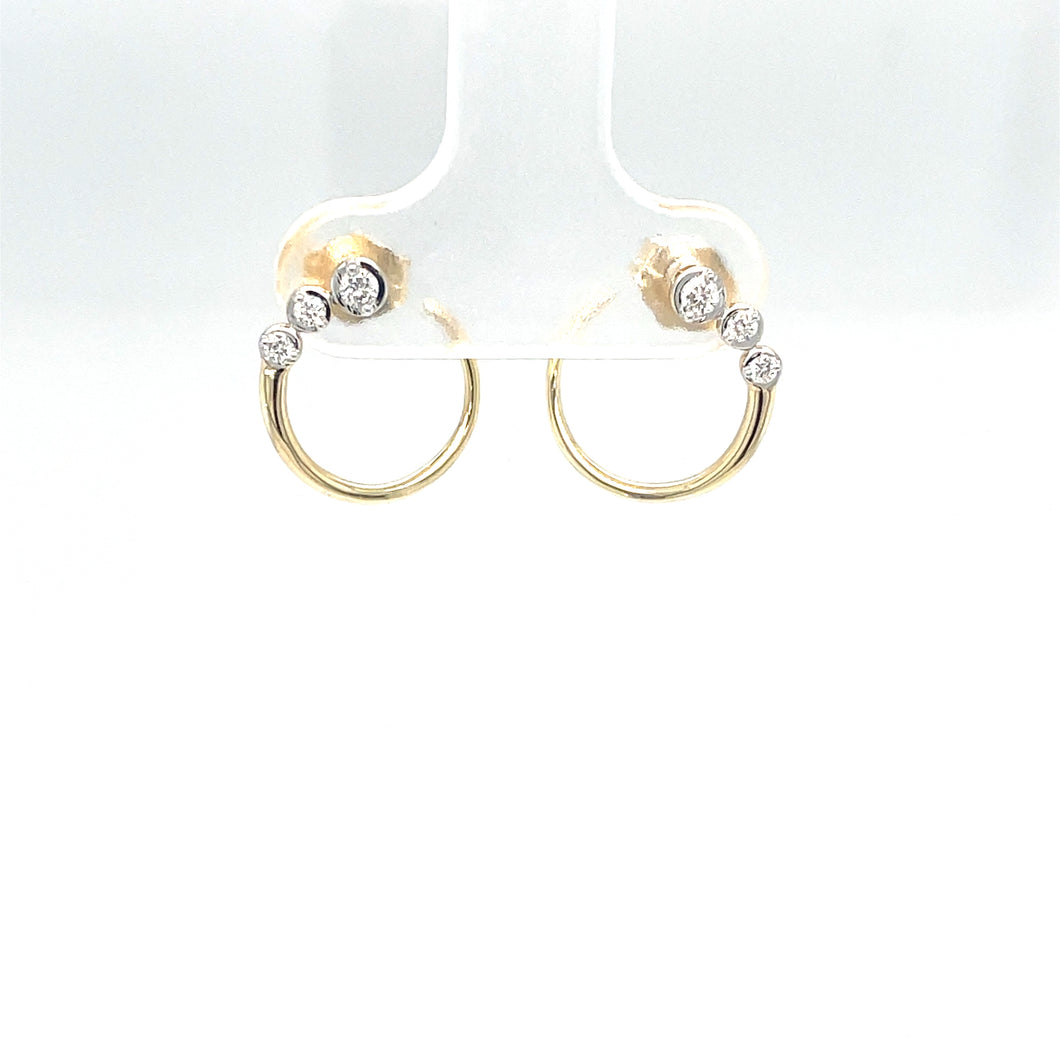 Diamond Front to Back Earrings in Yellow Gold