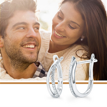 Load image into Gallery viewer, Natural Diamond Unique White Gold Hoop Earrings
