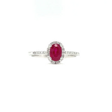 Load image into Gallery viewer, Oval Ruby Ring with Diamond Accents in White gold
