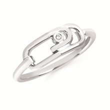 Load image into Gallery viewer, Silver Paperclip Ring with Diamond Accent
