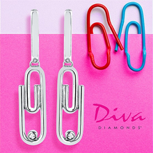 Load image into Gallery viewer, Paperclip Hoop Earrings with Diamond Accents
