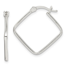 Load image into Gallery viewer, Sterling Silver Polished Square Hoop Earrings
