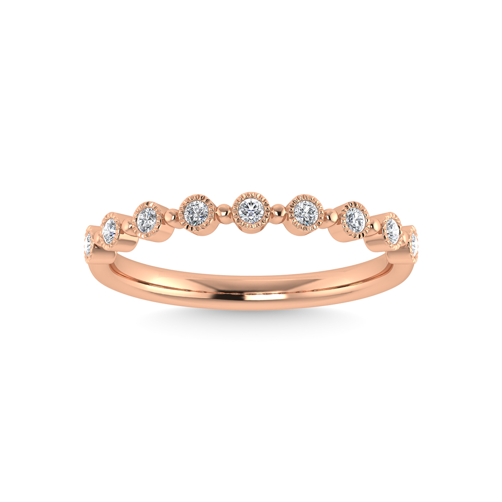 Rose Gold Diamond Side Band with Milgrain