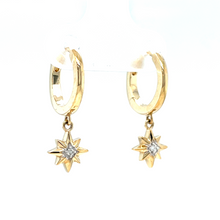 Load image into Gallery viewer, Hoop Earrings with Diamond Star Dangles
