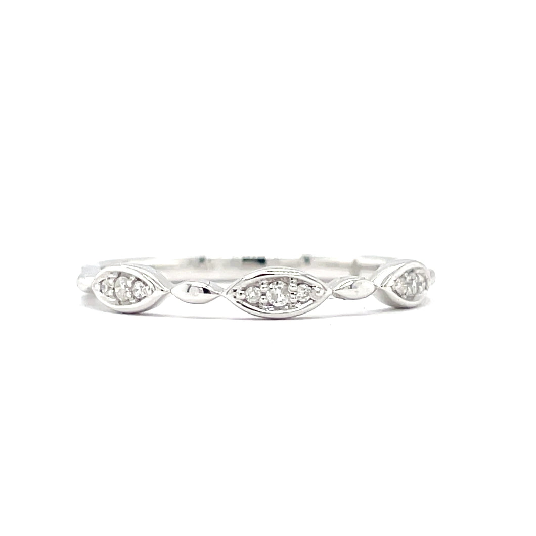 White Gold and Diamond marquise shaped side band