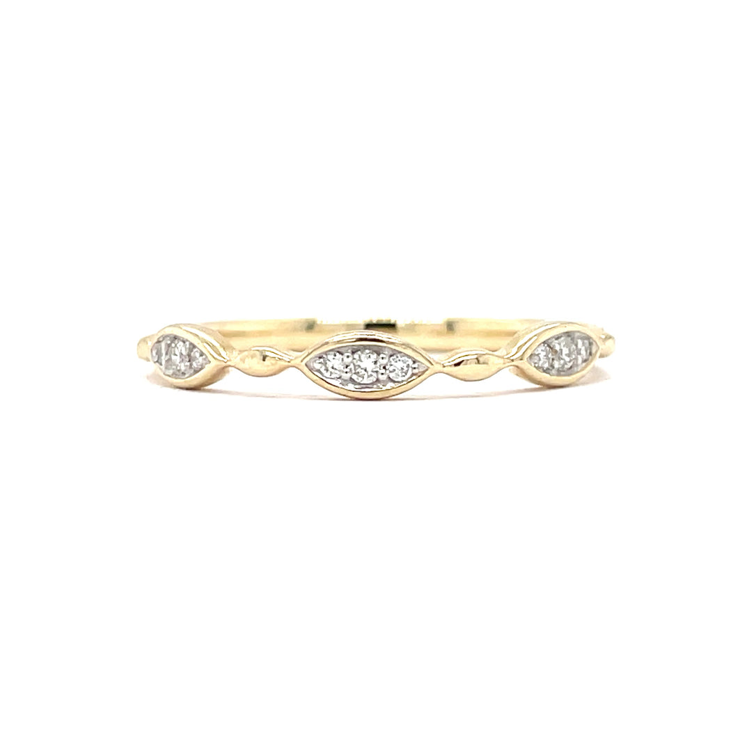Yellow Gold and Diamond Marquise Shaped Side Band