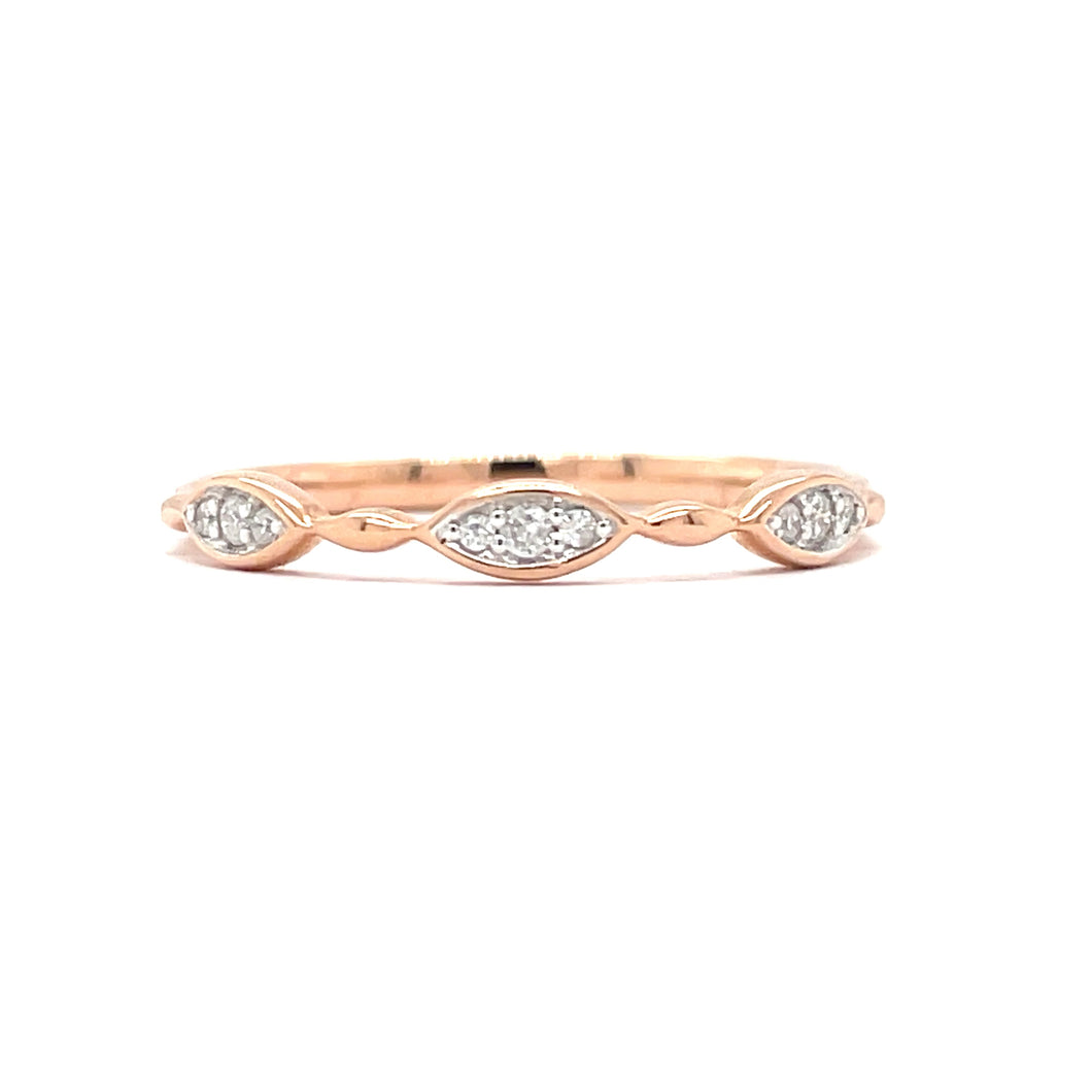 Rose Gold and Diamond Marquise Shaped Side Band