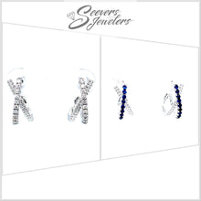 Load image into Gallery viewer, Reversible Diamond and Sapphire Hoop Earrings
