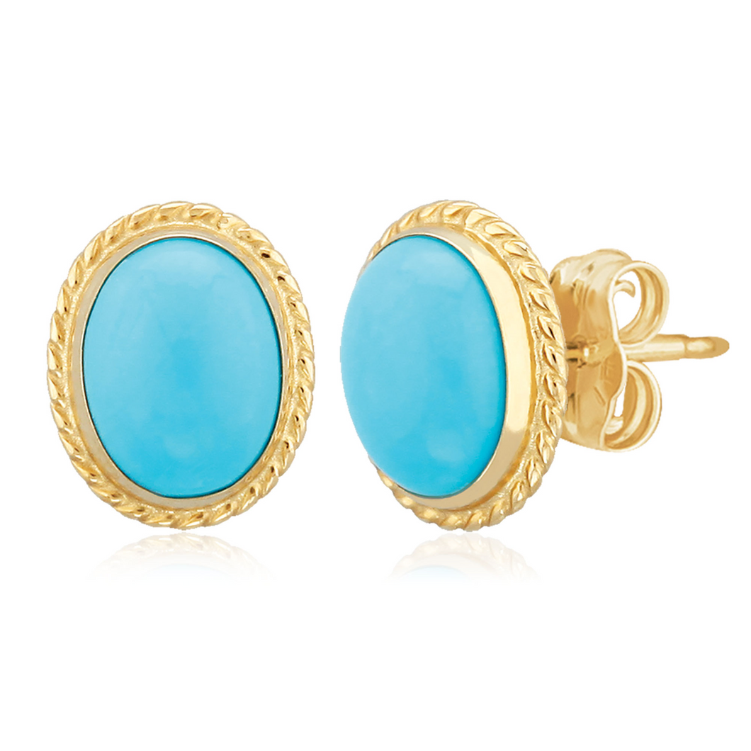 Turqouise Studs in Yellow Gold