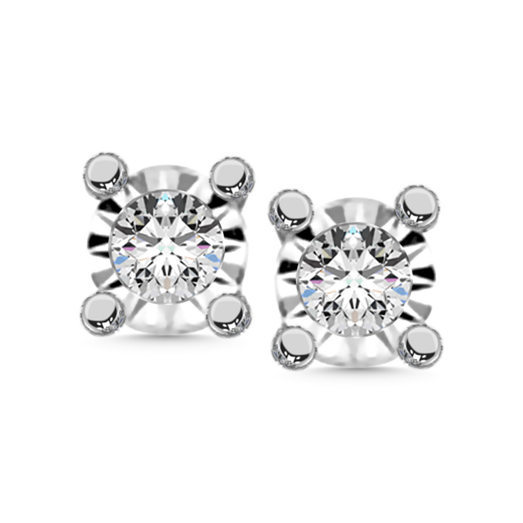 Lab Created Diamond Stud Earrings in Sterling Silver .10cttw