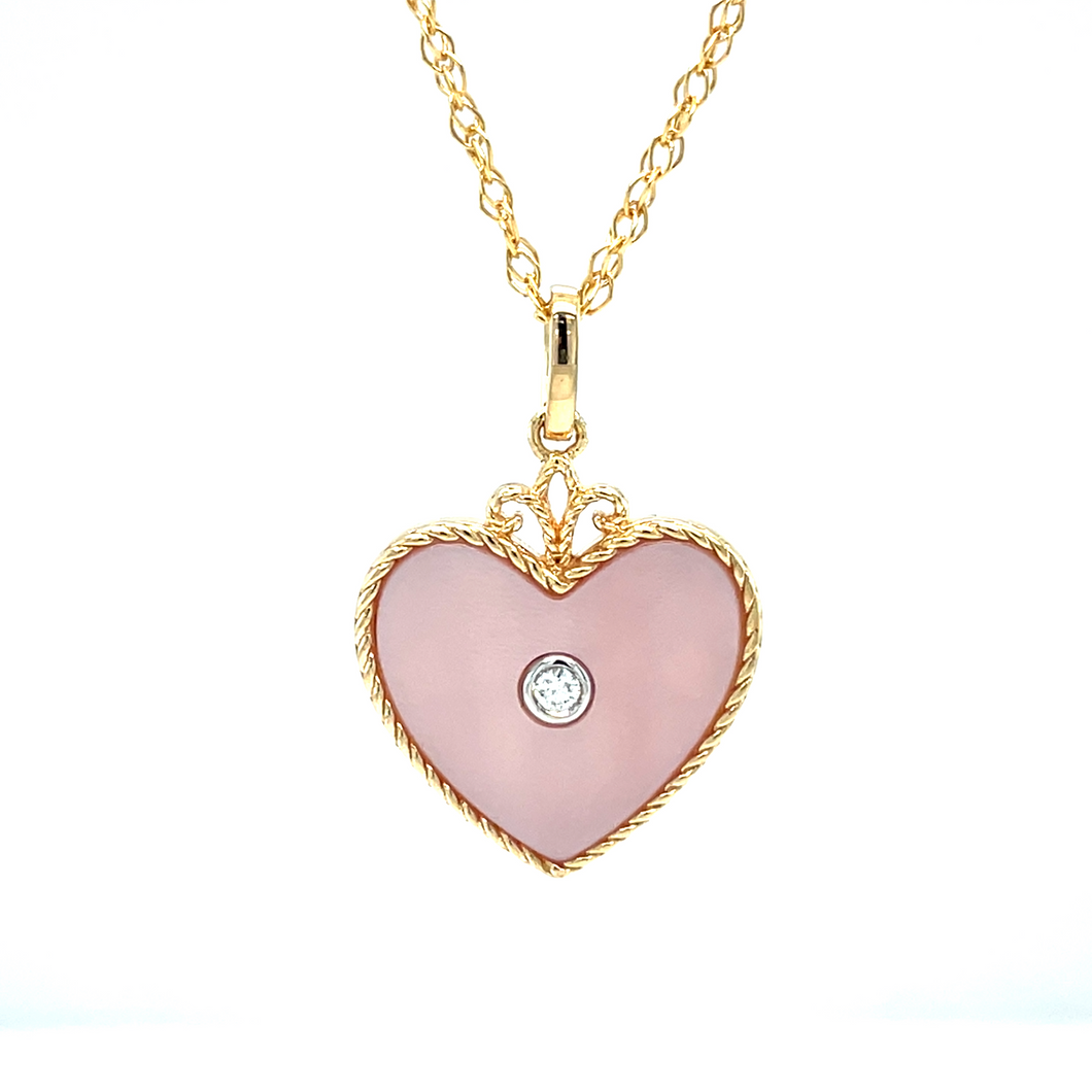 Pink Mother of Pearl Heart Necklace