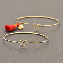 Load image into Gallery viewer, Bronze Charm Bracelet - Heart Hook and Eye Closure
