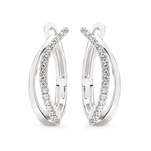 Load image into Gallery viewer, Natural Diamond Unique White Gold Hoop Earrings
