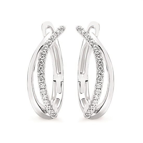 Natural Diamond Unique White Gold Hoop Earrings