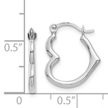 Load image into Gallery viewer, White Gold Heart Hoop Earrings
