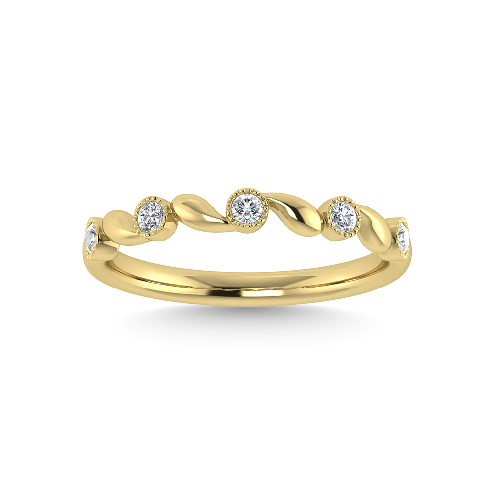 floral pattern yellow gold side band with natural diamonds