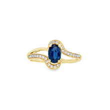 Load image into Gallery viewer, Oval Sapphire set in Yellow Gold with Diamond Accents
