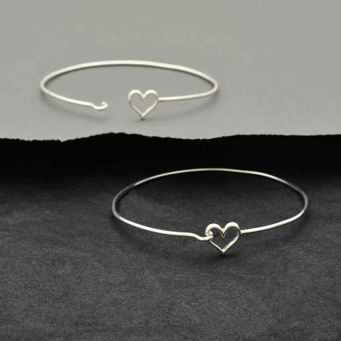 Sterling Silver Heart Hook and Eye Bracelet